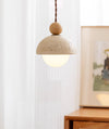 yellow travertine wood hemispherical small chandelier bedroom
