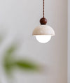 yellow travertine wood hemispherical small chandelier bedroom
