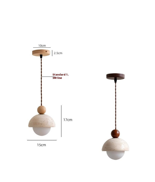 yellow travertine wood hemispherical small chandelier bedroom