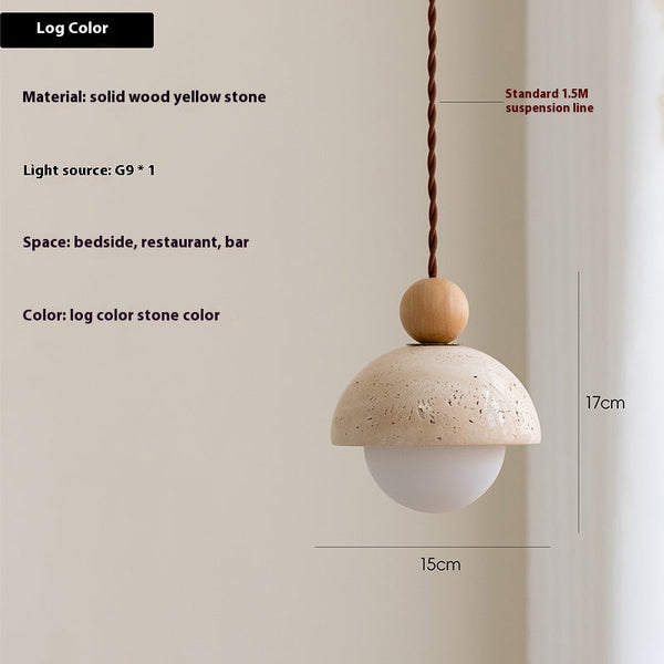 yellow travertine wood hemispherical small chandelier bedroom