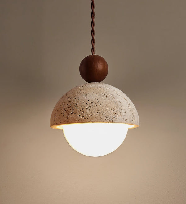 yellow travertine wood pendant light 2