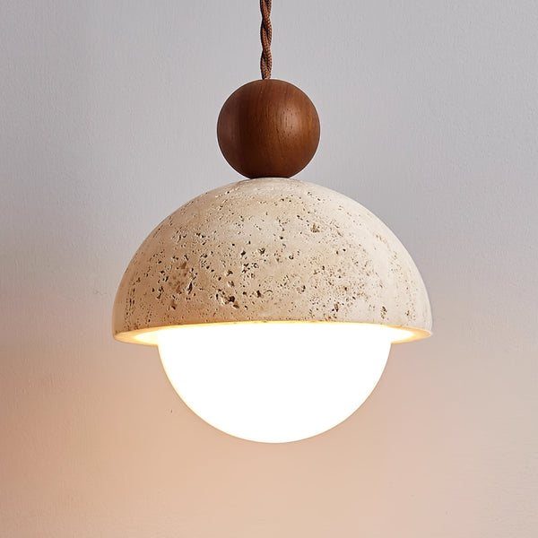 yellow travertine wood pendant light 2