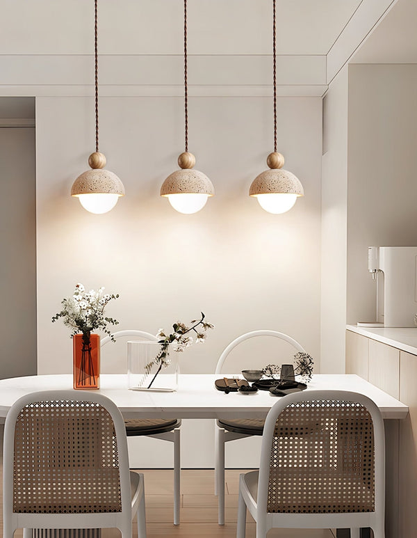 yellow travertine wood pendant light 2