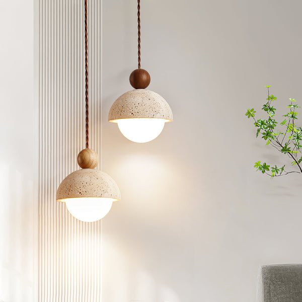 yellow travertine wood pendant light 2