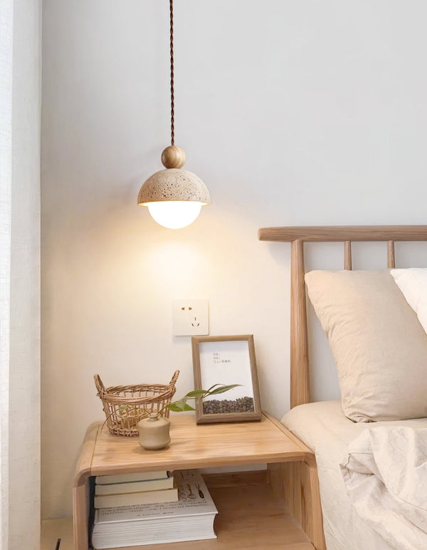yellow travertine wood pendant light 2