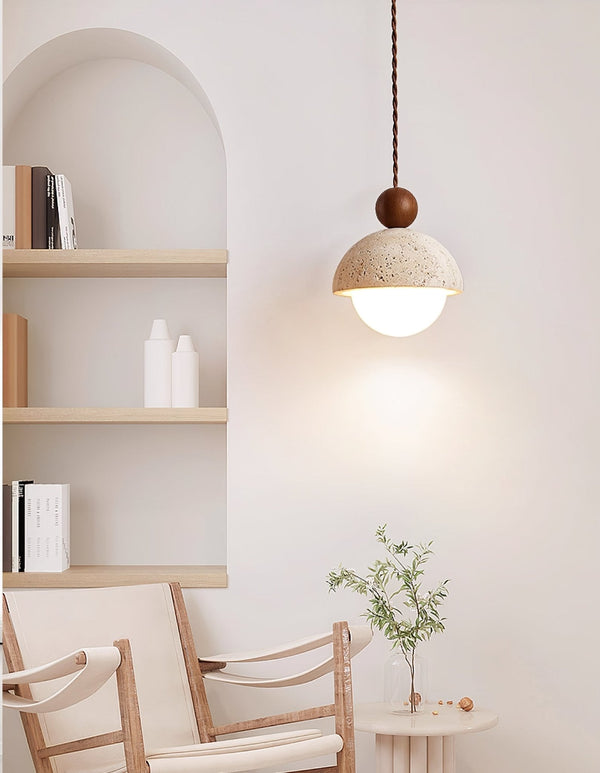 yellow travertine wood pendant light 2
