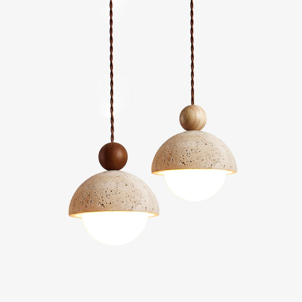 yellow travertine wood pendant light 2