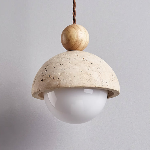 yellow travertine wood pendant light 2