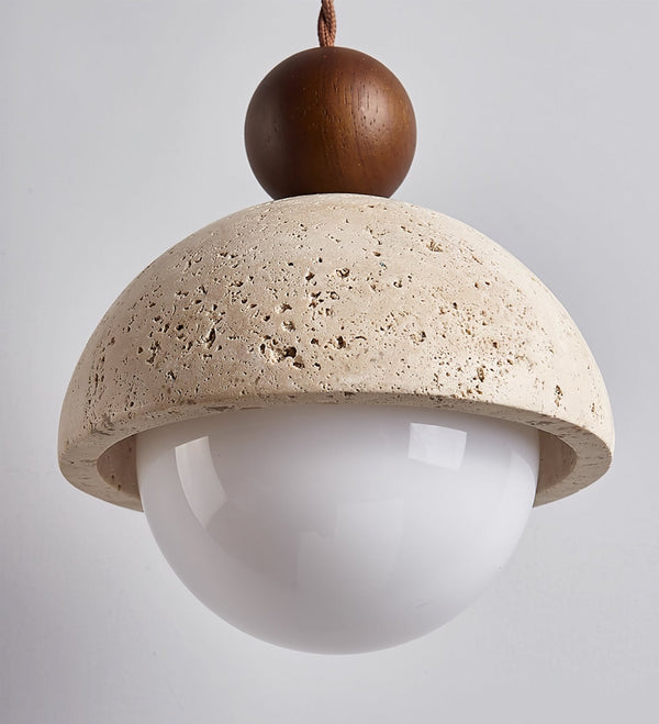 yellow travertine wood pendant light 2