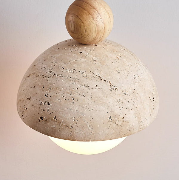 yellow travertine wood pendant light 2
