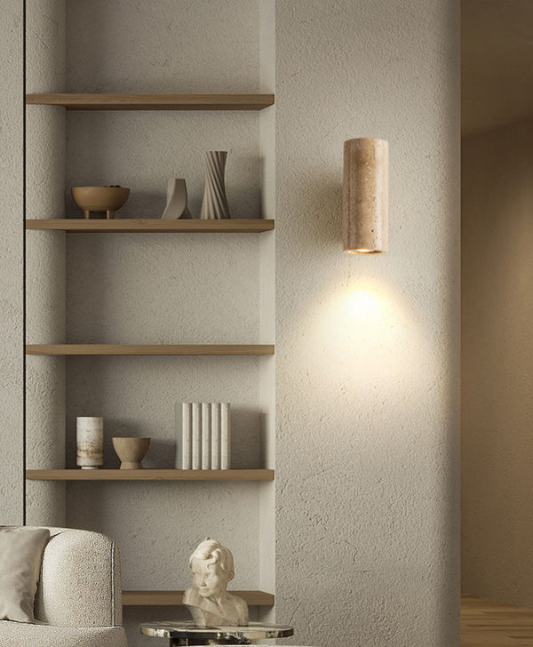 yellow travertine wood wall sconce 3