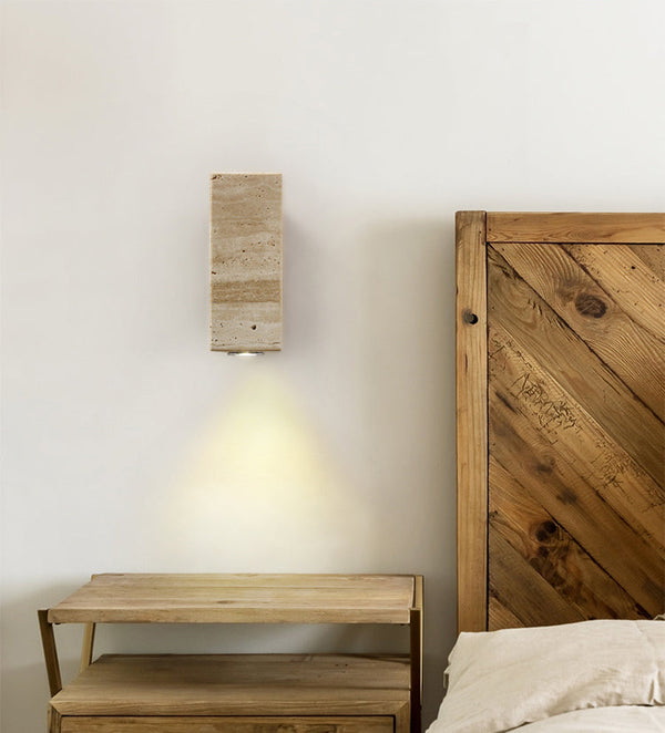 yellow travertine wood wall sconce 3