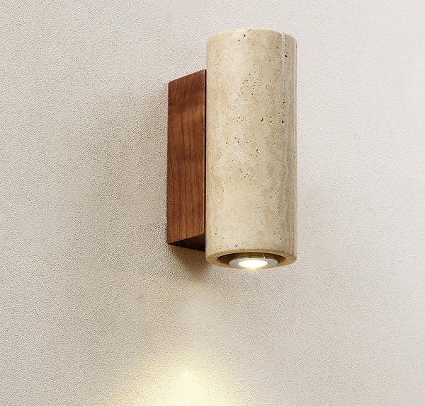 yellow travertine wood wall sconce 3