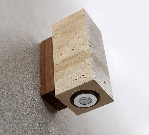yellow travertine wood wall sconce 3