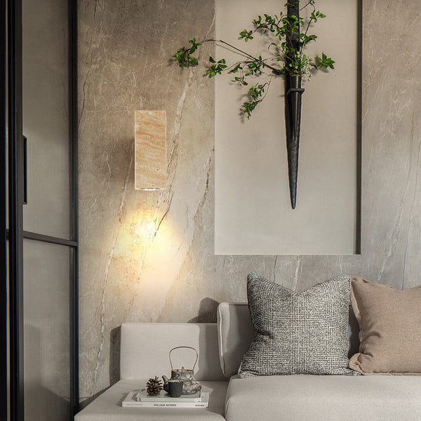yellow travertine wood wall sconce 3