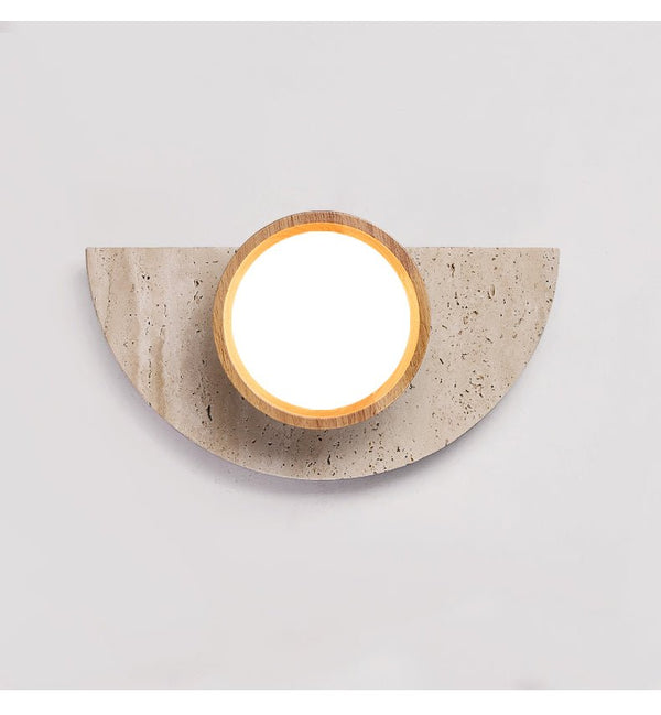 yellow travertine wood wall sconce