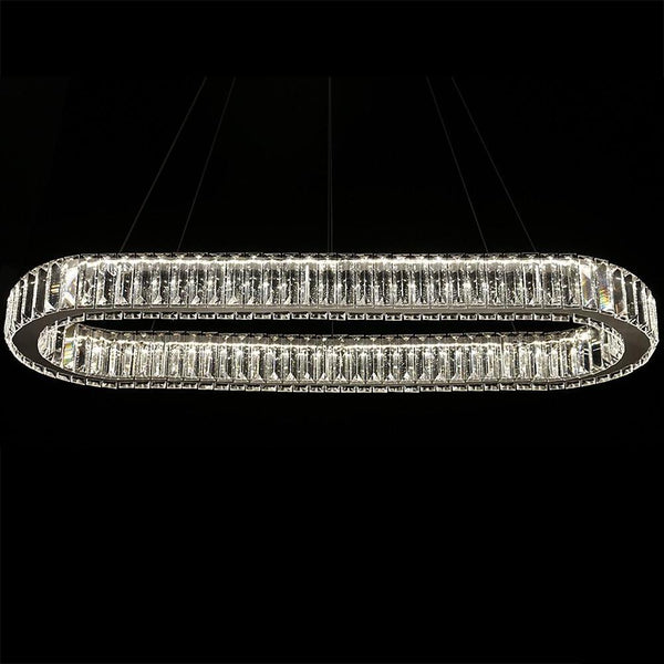 Chrome Golden Crystal Clear Beauty Oval Ring Hanging Pendant Chandelier